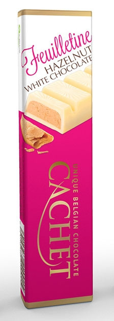 Шоколад білий з хрусткою начинкою з лісового горіха Cachet 75г Бельгія