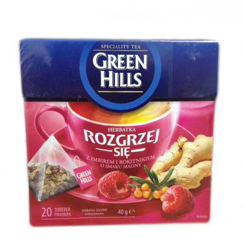 Чай чорний Green Hills з малиною, імбиром і обліпихою 20 пірамідок Польща
