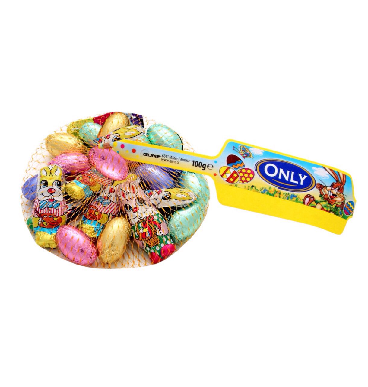 Шоколадні Зайчики та кольорові яйця (молочний шоколад) Onliy Австрія 100 г