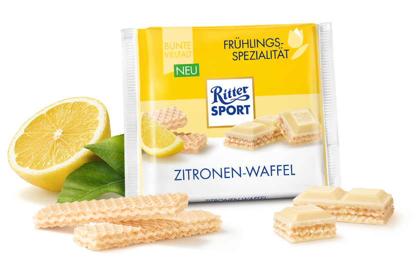 Шоколад Ritter Sport Zitroen-Waffel (білий вафля +лимон) 100г Німеччина