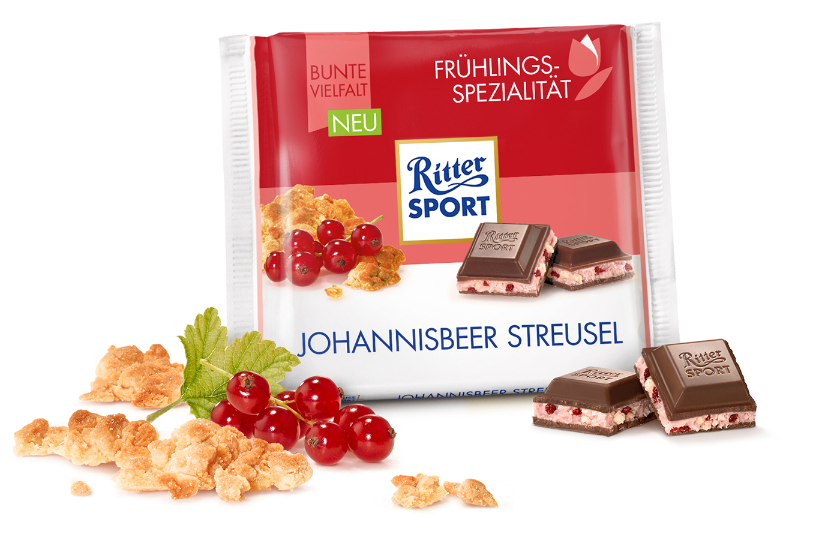 Шоколад Ritter sport Johannisbeer Streusel (Смородина червона) Німеччина 100 г