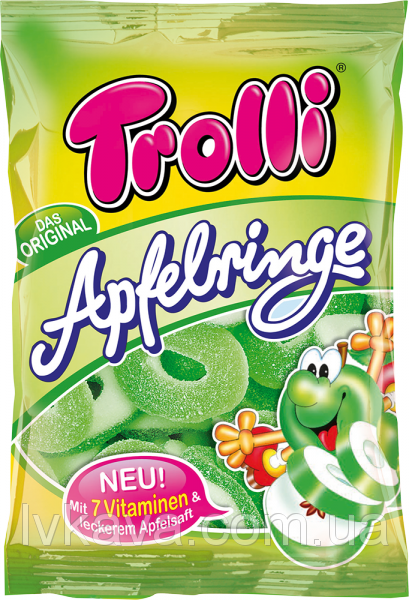 Желейні цукерки Trolli Apfelringe (яблучні кільця) Німеччина 200г