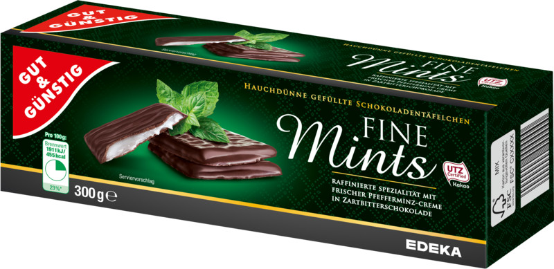 Шоколад чорний Fine Mints Gut & Gunstig Німеччина 300г