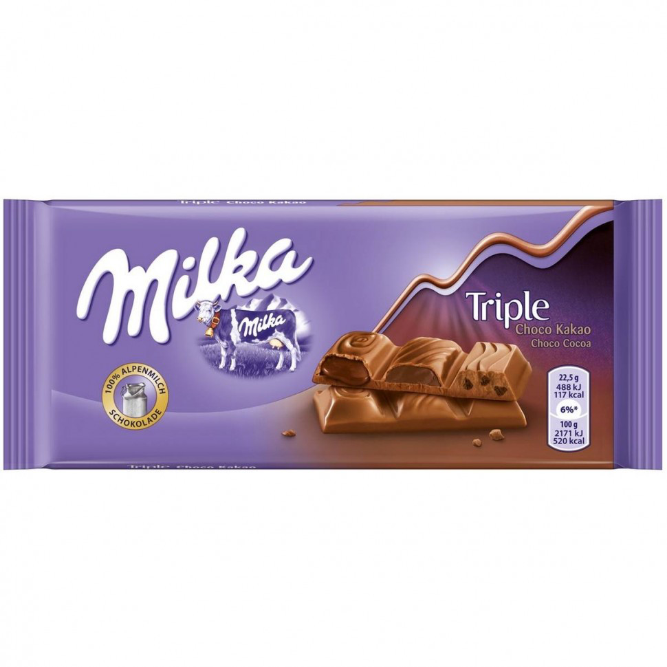 Шоколад MILKA Triple choco cocoa( потрійний шоколадний какао) Швейцарія 100г