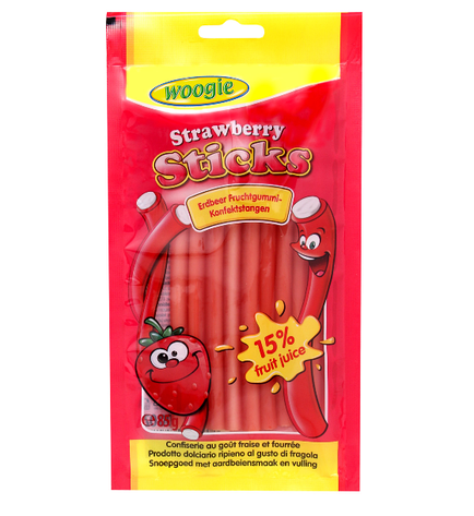 Желейні цукерки Sticks Strawberry полуниця Woogie 85 g