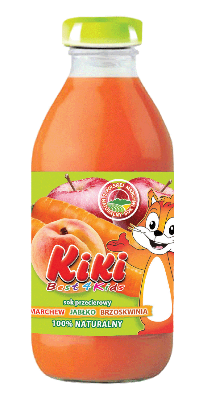 Сік дитячий Kiki яблуко, морква, персик Польща 330 мл