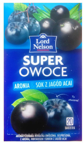 Чай ягідний Lord Nelson Super Owoce з горобиною і соком ягід акай 20 пакет. Польща