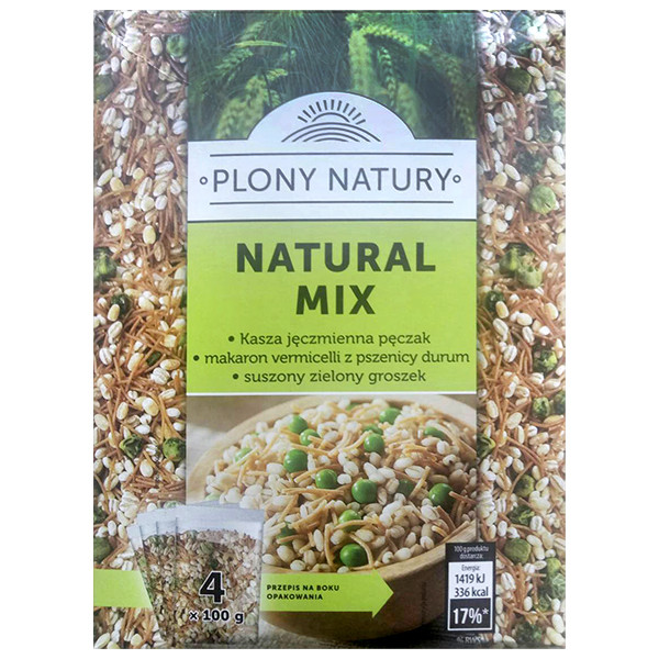 Крупа (каша)-перловка PLONY NATURY МІКС (перловка, вермішел, зелений горошок) (4х100 г) Польща 400Г