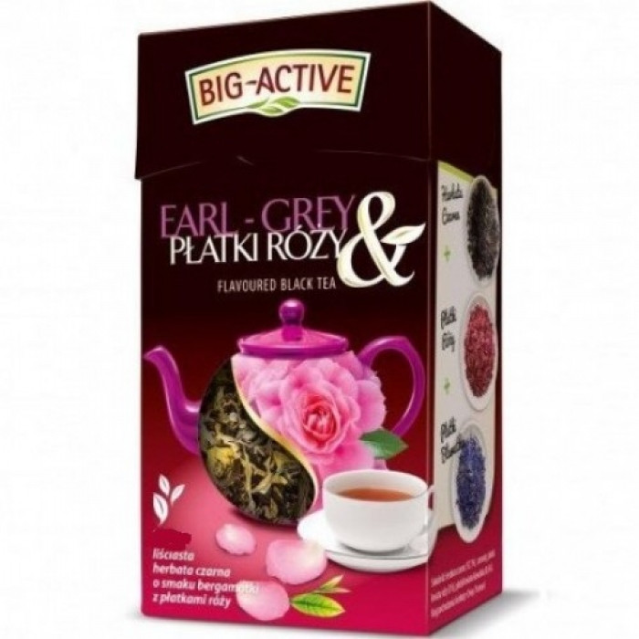 Оздоровчий чай чорний листовий Big Activ з пелюстками троянди та пелюстками нігтика Польща 80 г