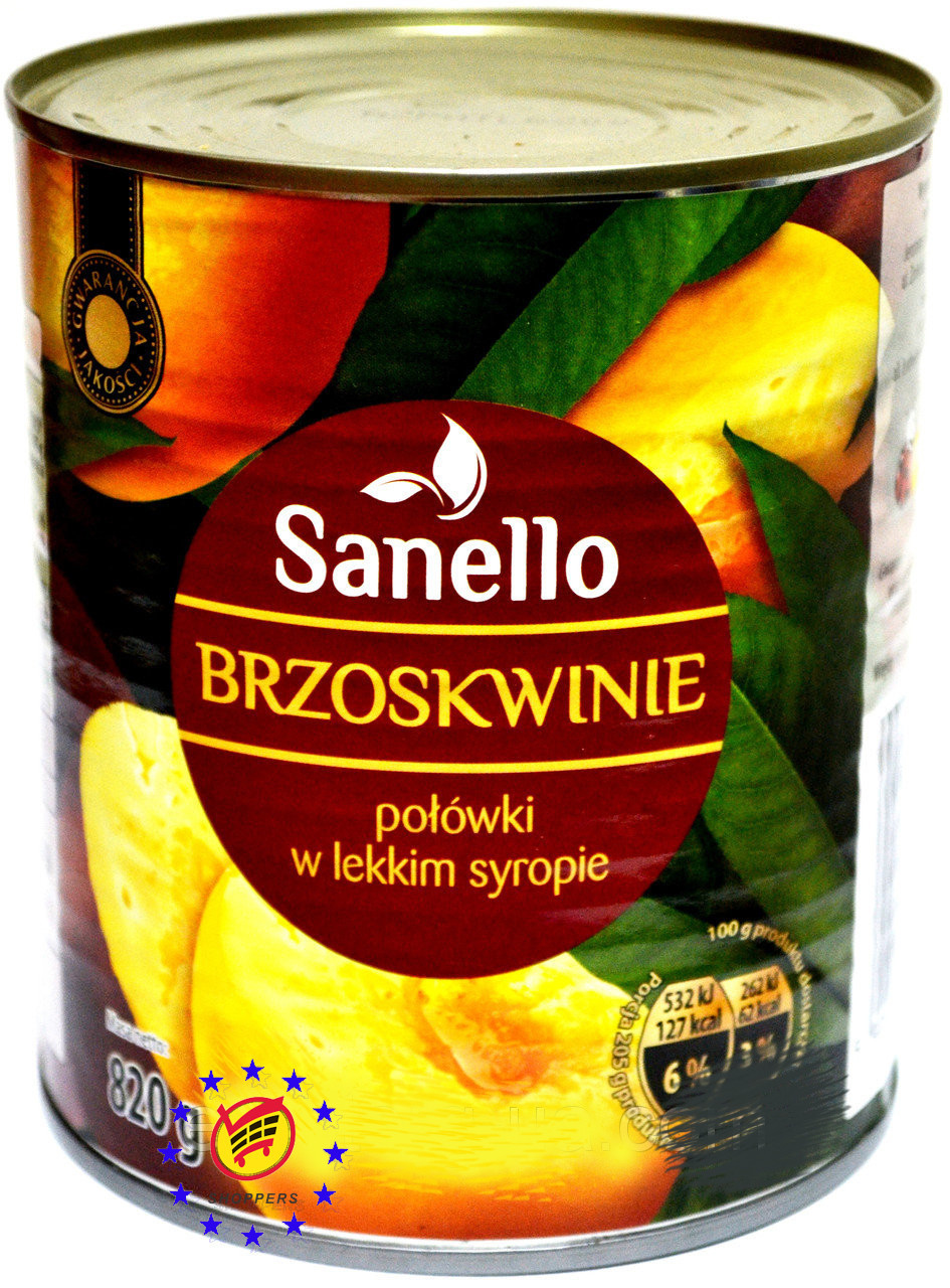Персик дольний, десертний. Sanello Brzoskwinie 820g Польша