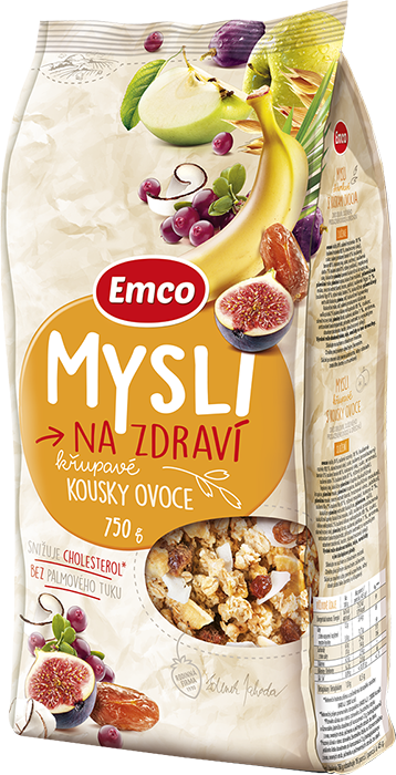 Мюслі з родзинками, бананом, інжиром, яблуком, кокосом, манго Emco Чехія 750г