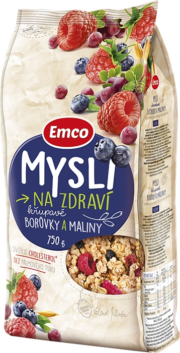 Мюслі з голубикойЮ малиною, журавлиною Emco Чехія 750г