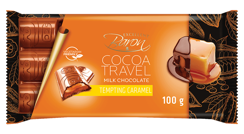 Шоколад молочний з карамеллю COCOA TREVEL Baron Польща, 100 г