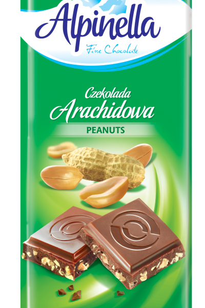 Шоколад "Alpinella" (Альпінела молочний шоколад з арахісом), Польща, 100 г