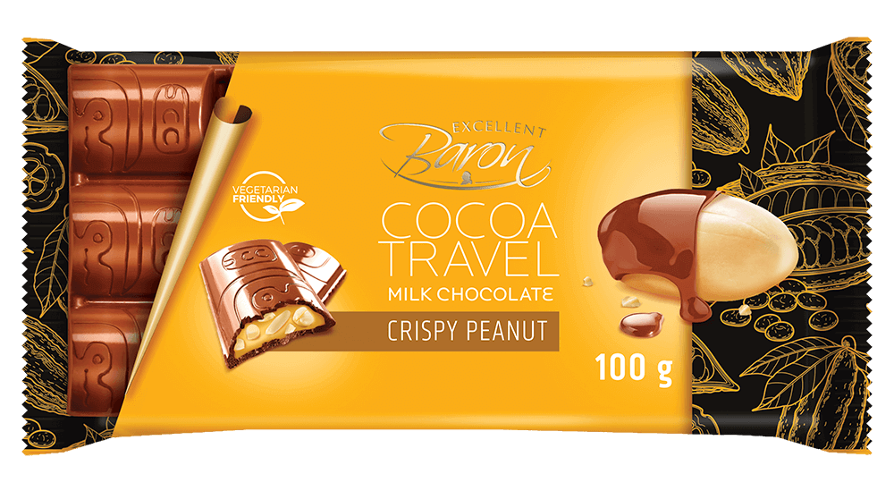 Шоколад молочний із хрустким арахісом COCOA TREVEL Baron Польща, 100 г