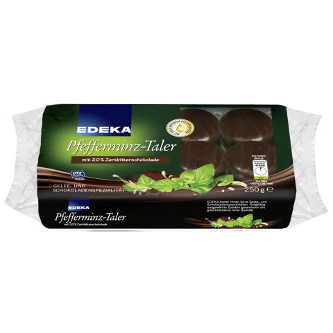 Цукерки шоколадні з м'ятним талером Pfefferminz - Taler Edeka 250г Німеччина