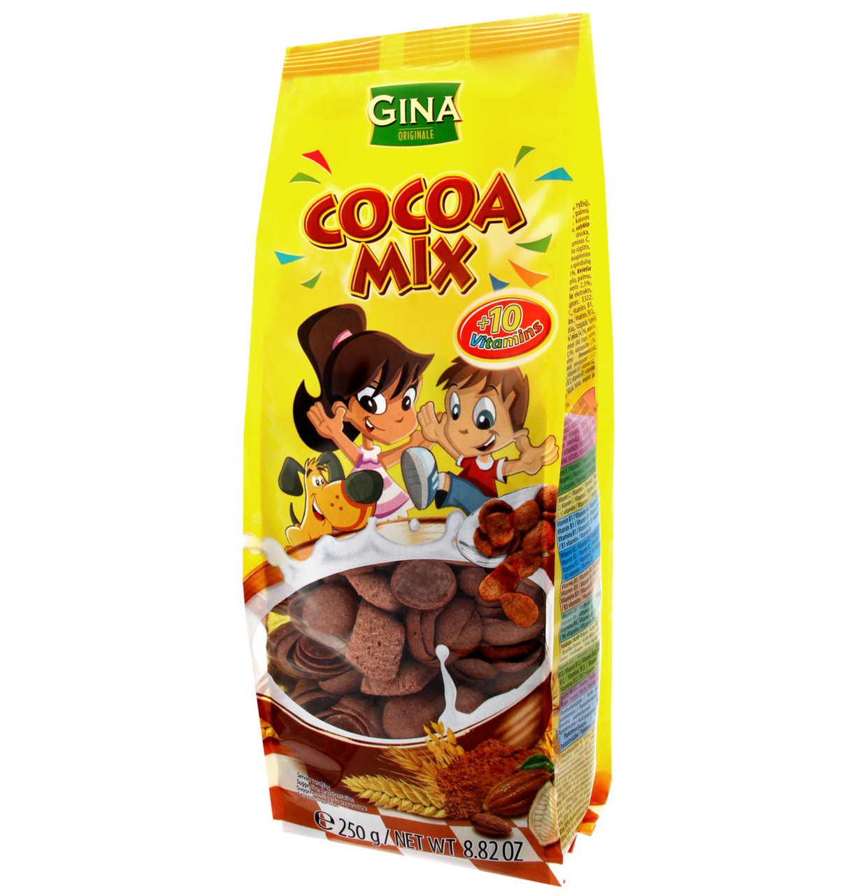 Пластівці з какао і подушками з начинкою зі смаком лісових горіхів Cocoa Mix Gina 250г Австрія
