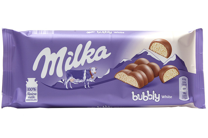Шоколад молочний Milka Bubbly White (пористий) Швейцарія 95г