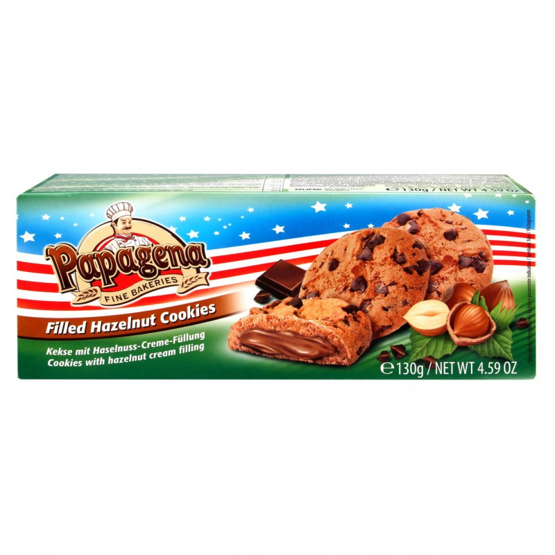 Печиво з кремовою начинкою з лісових горіхів і шоколадною крихтою Papagena Австрія 130г