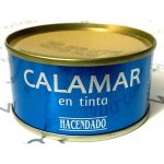 Кальмар шматочками без глютену у власному соку (чорнило) Hacendado Calamar en tinta 240 м (3x80 р)