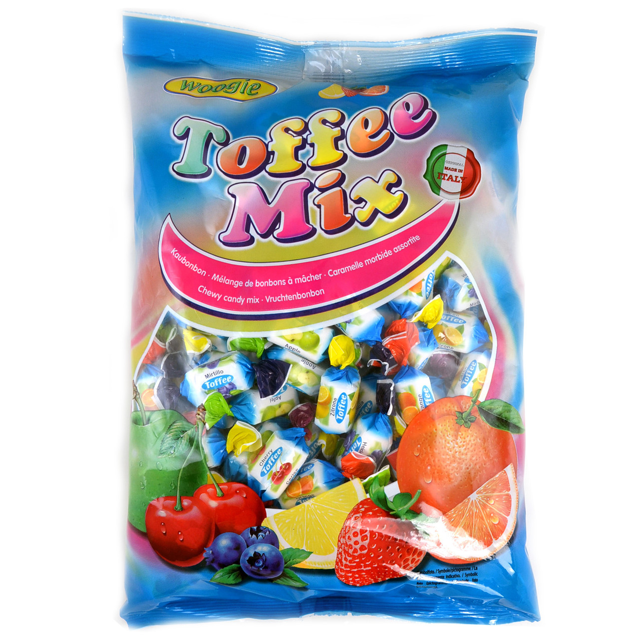Цукерки ірисна фруктова суміш Woogie Toffee Mix 6 смаків 250 г Австрія