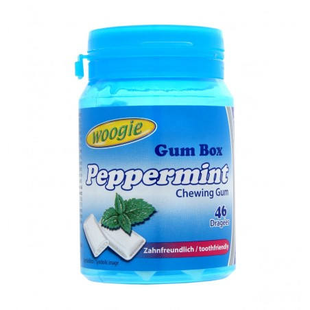 Жувальна гумка з перцевої м'ятою БЕЗ ЦУКРУ 46 штук Peppermint Gum Box Woogie 64.4 м Австрія
