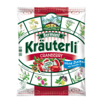 Льодяники (цукерки) БЕЗ ЦУКРУ Bermont Kräuterli Cranberry з журавлиною 125г Німеччина