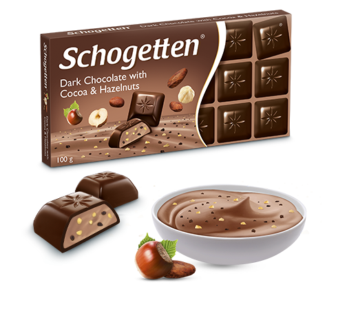 Шоколад темний Schogetten With Cocoa & Hazelnuts з какао,і горіхами 100г, Німеччина