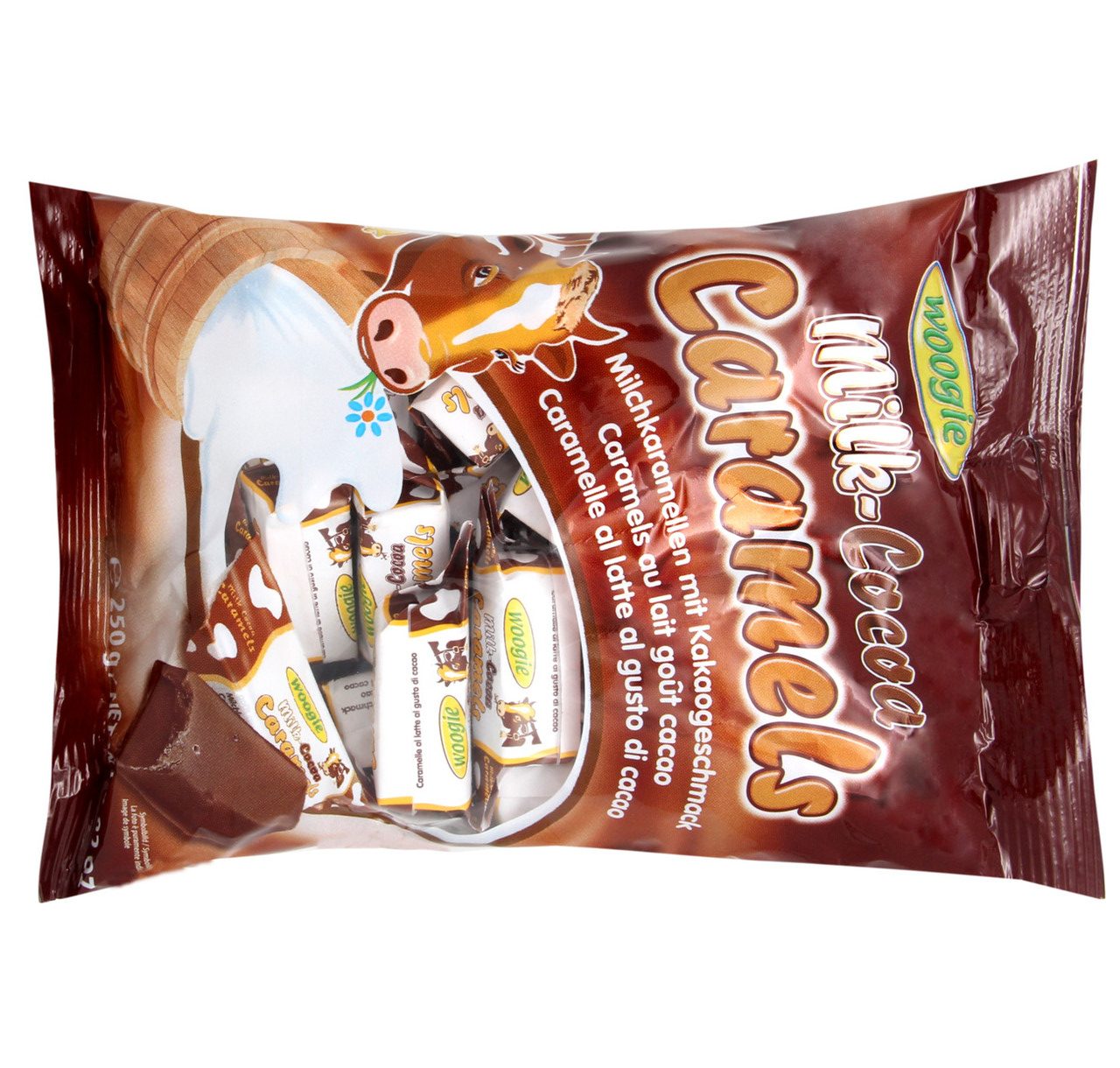 Цукерки Milk Karamels Cocoa Caramels (молочна карамель Корівка) Woogie Австрія 250г