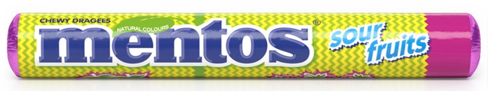 Жувальні драже Mentos Sour fFruits, Кислі фрукти 37 г