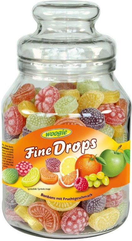 Льодяники (цукерки) Woogie Fine Drops (дрібні краплі) фруктовий мікс Австрія 966г
