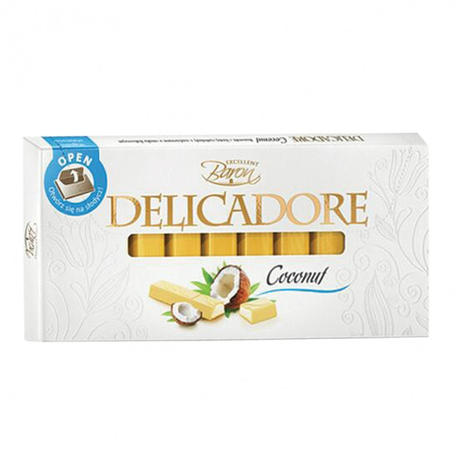 Шоколад білий Delikador з кокосом Baron Польща 200 г