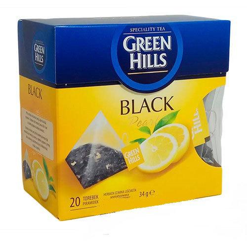 Чай чорний листовий Green Hills з лимоном 20 пірамідок Польща