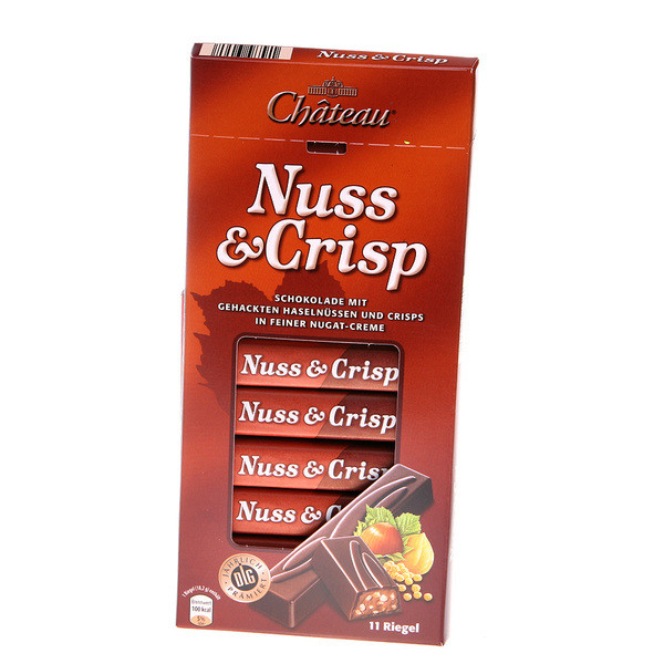 Шоколад молочний з фундуком і повітряним рисом Nuss &Crisp Chateau Німеччина 200г