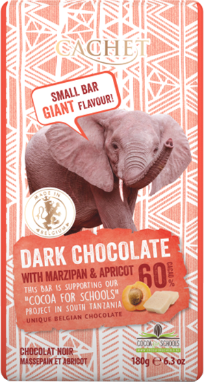 Шоколад чорний "Cachet" with MARZIPAN AND ACRICOT TANZANIA, 60%, 180 г Бельгія