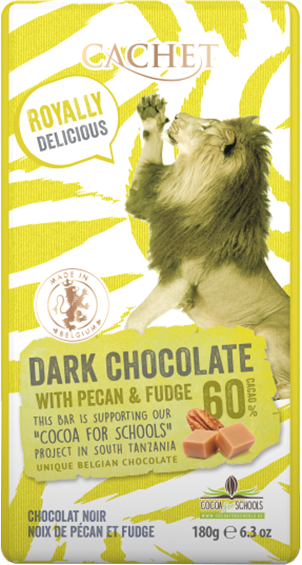 Шоколад черный "Cachet" with PECAN AND FUDGE TANZANIA, 60% COCOA. , 180 г Бельгія