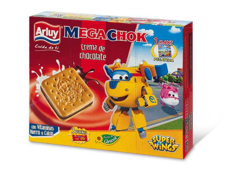 Печиво сендвіч шоколадний з вітамінами, залізом і кальцієм Mega Choc Arluy Іспанія 180г (3х60) Іспанія