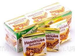 Вафлі Excelsior Haselnuss Schnitte з фундуком 250 г/12шт. Германия