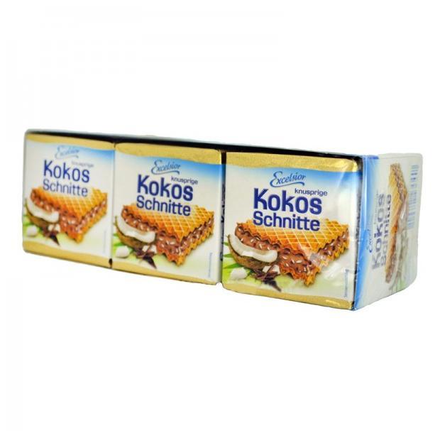 Вафлі Excelsior Kokos Schnitte з кокосом 250 г/12ШТ. ГЕРМІЯ