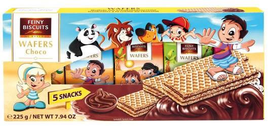 Вафлі дитячі шоколадні Feiny Biscuits Kids-wafers with chocolate cream 225g (5x45g) Австрія