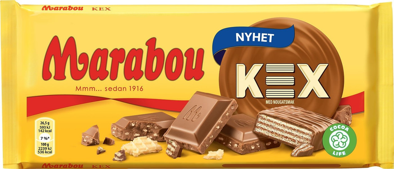 Швейцарський молочний шоколад із печивом, морською сіллю, нугою Marabou Kex 185 г