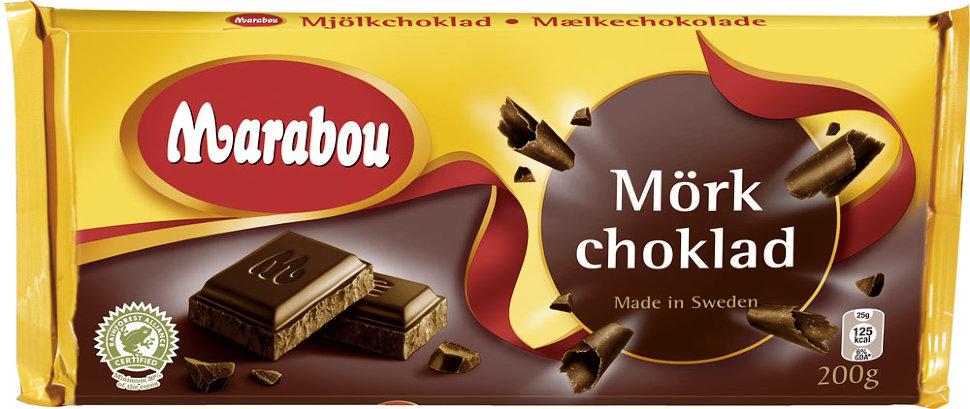 Швейцарський темний шоколад 44% какао Marabou Mork Choklad 185 г