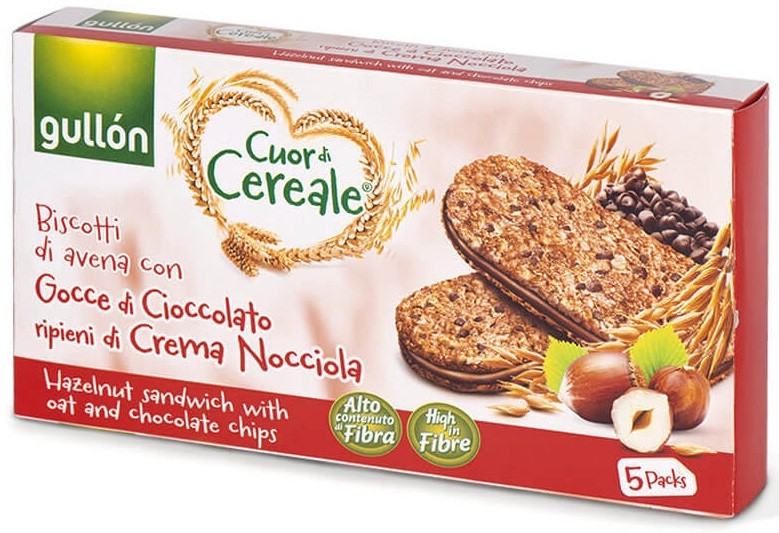 Печиво злакове із шоколадно-горіховим кремом Gullon Cuor di Cereale 220 г (5х44 г) Іспанія