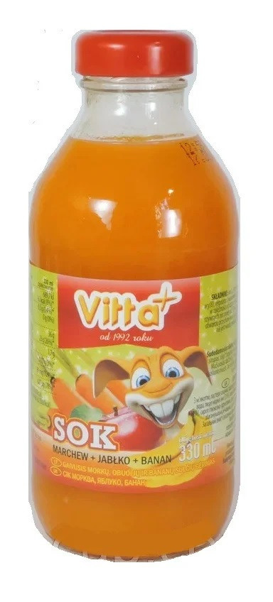 Сік дитячий Vitta Plus морква, яблуко, банан Польща 330 мл