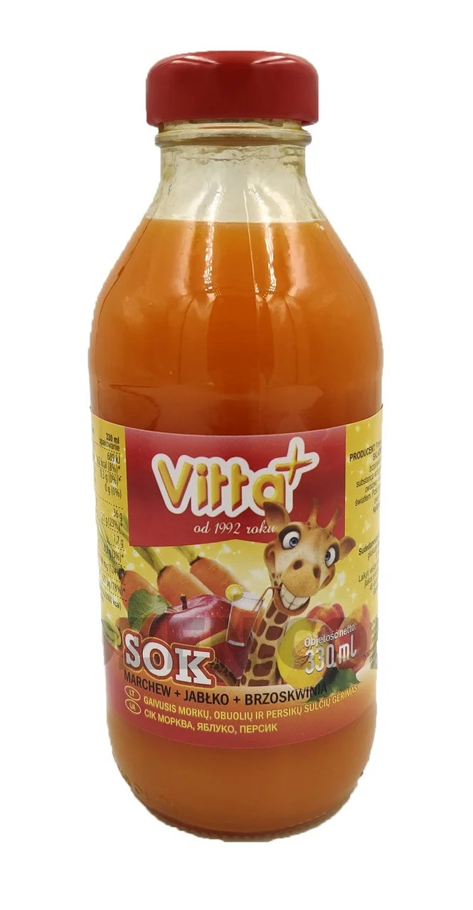 Сік дитячий Vitta Plus морква, яблуко, персик Польща 330 мл