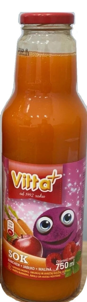 Сік дитячий Vitta Plus морква, яблуко, полуниця Польща 750 мл