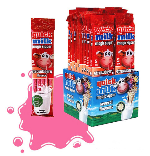 Трубочки для молока Quick Milk Magic Sipper Полуниця (5x6г) 5 шт.Польща