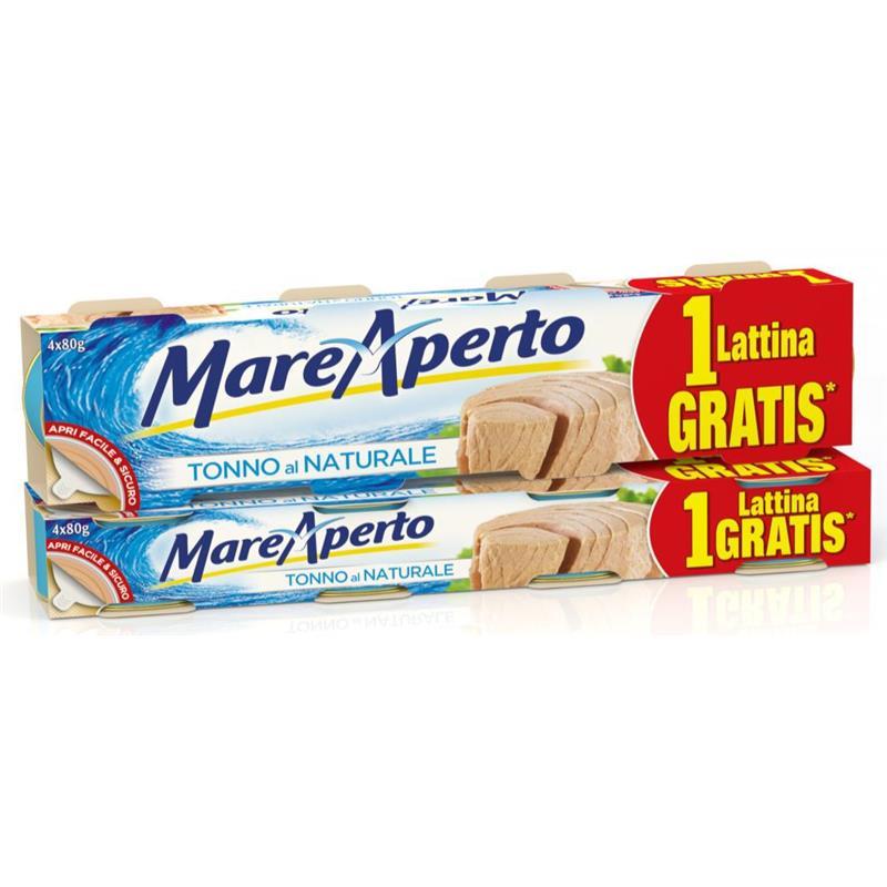 Тунець у власному соку Mare Aperto Natural 320 г (4х80 г) Італія