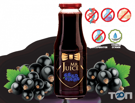 Чорносмородиновий сік Mr Juice з м'якоттю, прямого віджиму, БЕЗ ЦУКРУ 1л