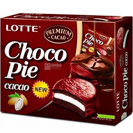 Печиво (Пірожне) шоколадне Choco Pie LOTTE Чоко пай Cacao (12шт) 336 г Ю.Корея